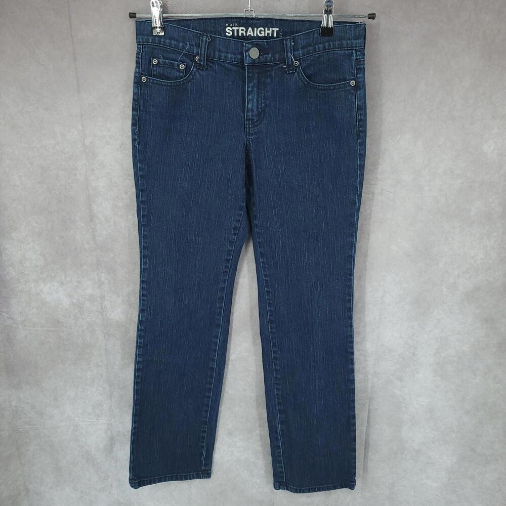 New York & Company Jeans Women 4‎ Petite Mid Rise STraight Leg Dark Wash